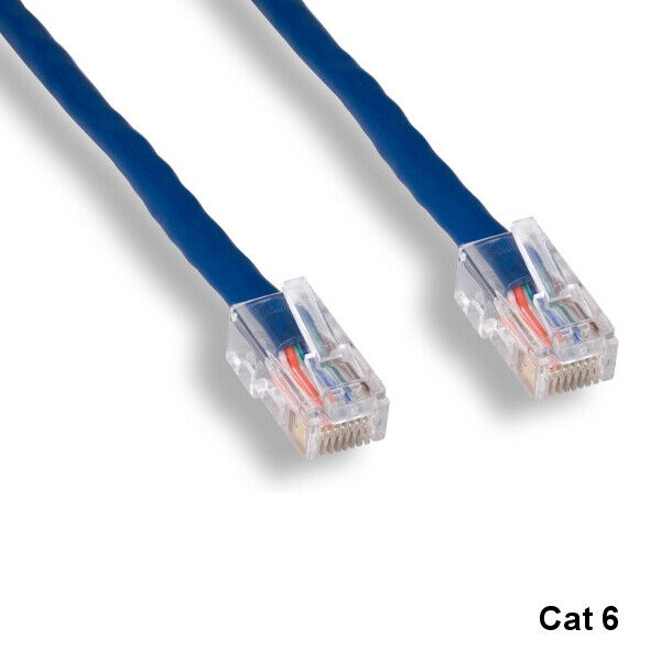 Kentek Blue 3ft Cat6 UTP Patch Cord No Boot 24AWG 550MHz Pure Copper Ethernet