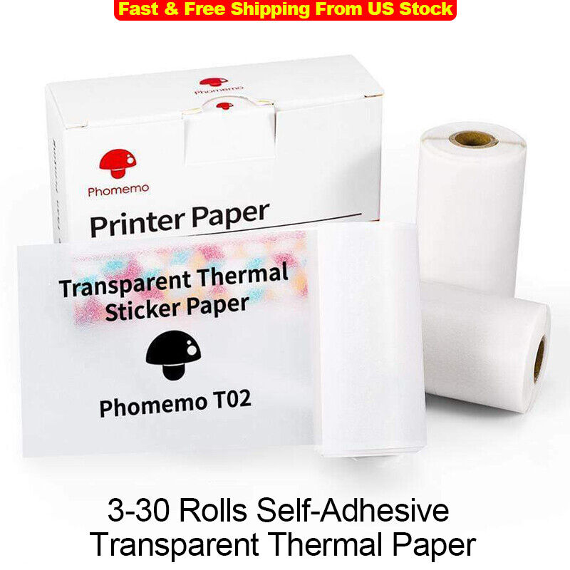 Transparent Self-Adhesive Thermal Sticker Paper for Phomemo Label Printer Lot