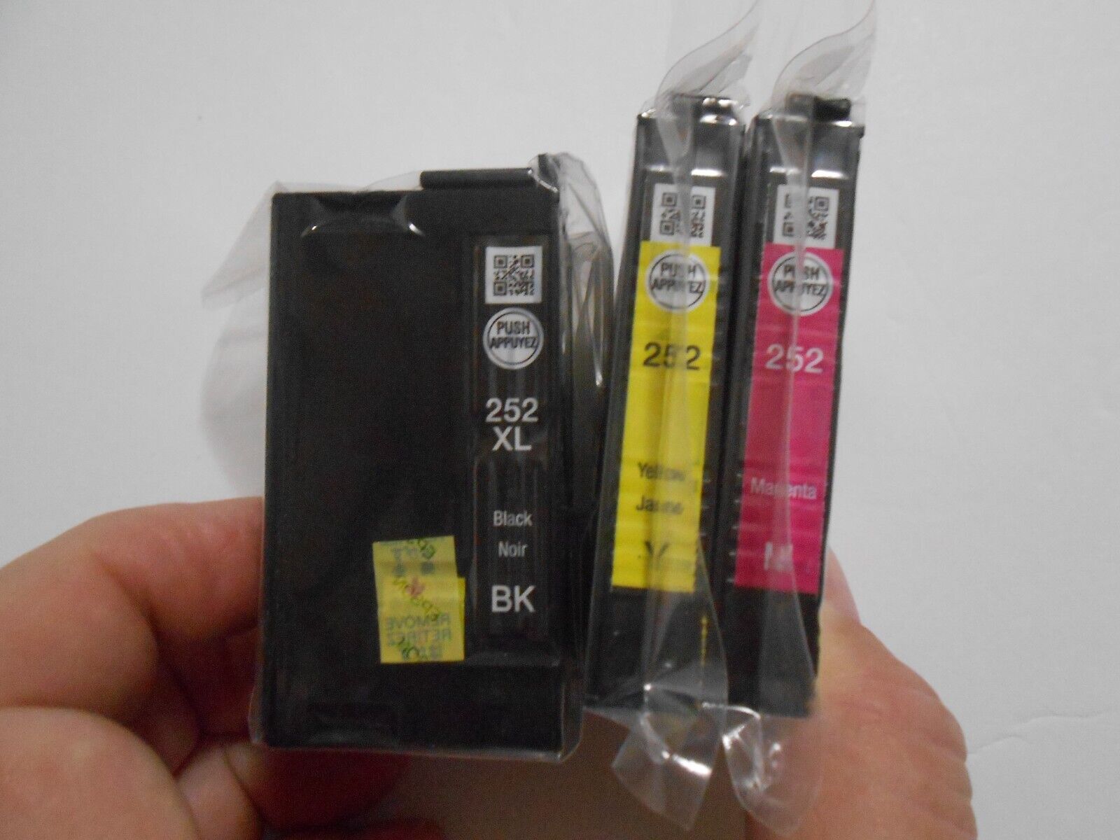 Genuine Epson 252XL Black & 252 Yellow 252 Magenta Ink Cartridges No Retail Box