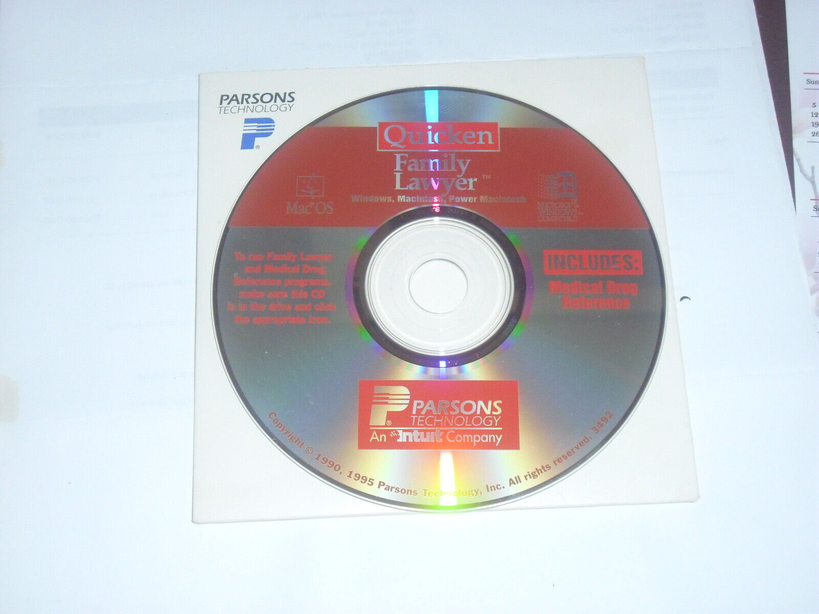 Parsons Quicken Family Lawyer, 1995, for Mac OS 7.x & Windows 3.1, 95