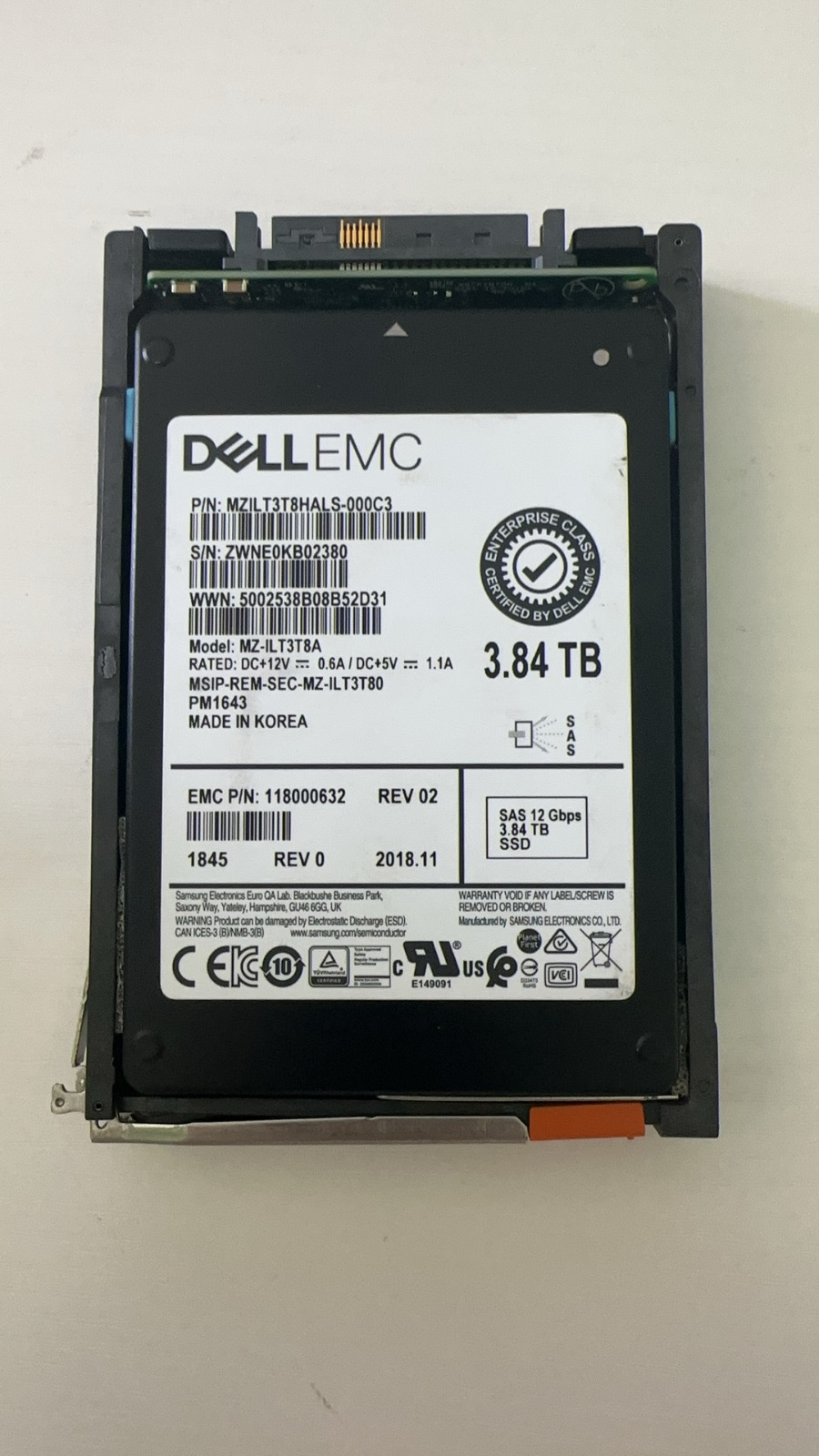 Dell 118000632 MZ-ILT3T8A 3.84TB PM1643 2.5'' 12Gb/s  (MZILT3T8HALS0D3 ) SSD