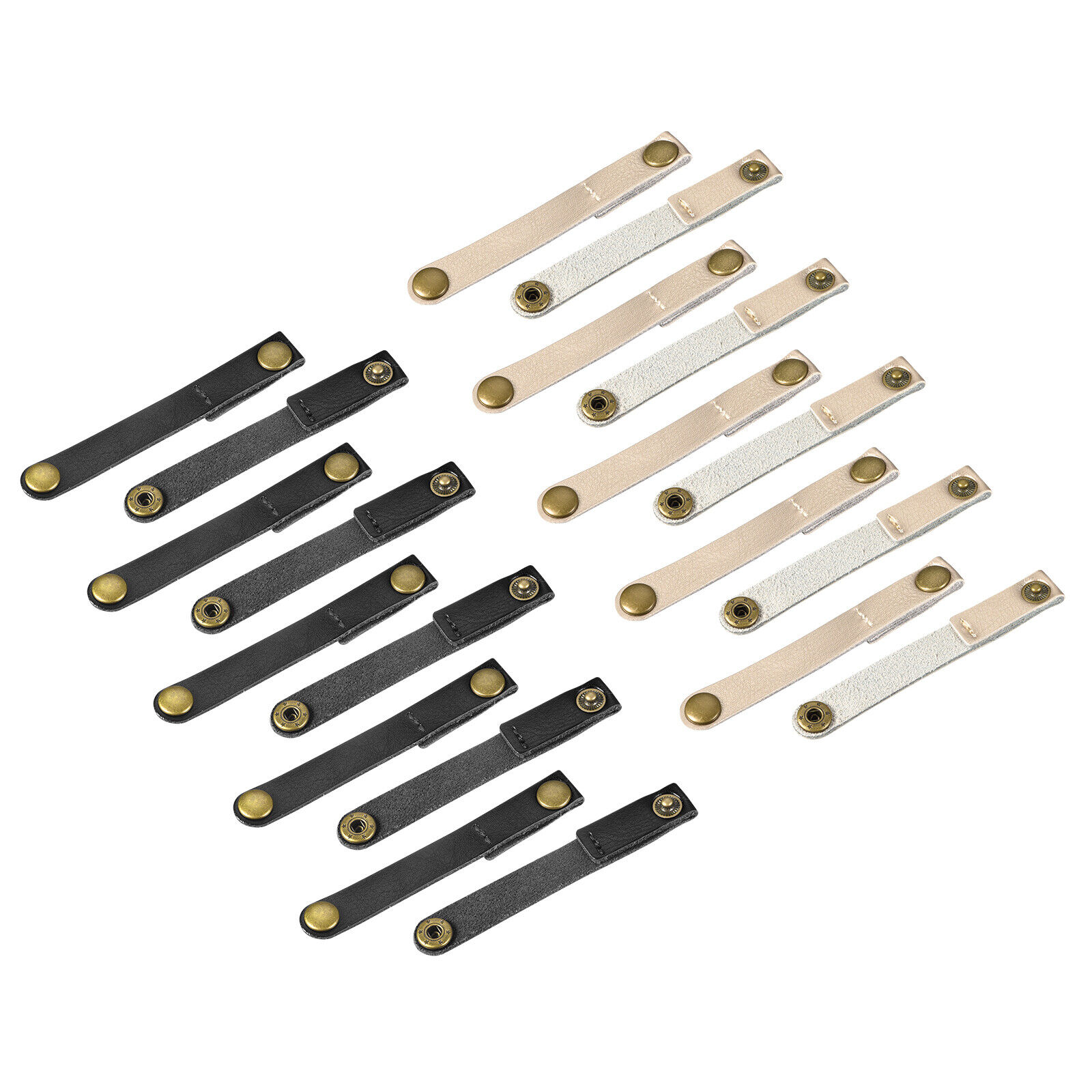 Leather Cable Straps Cable Ties, Cord Organizer, Black/Golden, 20pcs