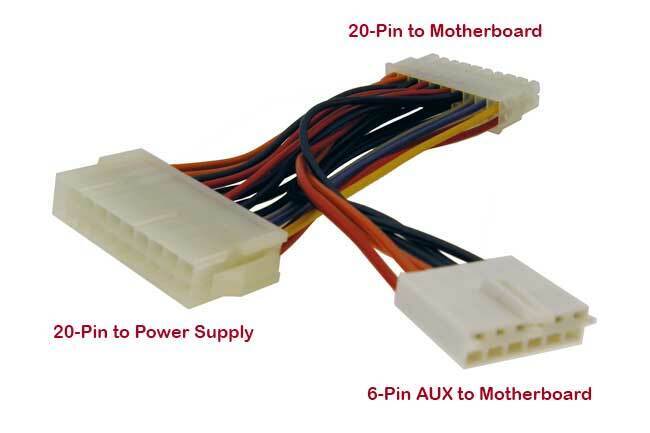 AUX Motherboard AUX ATX 6 20-Pin to ATX 20-Pin & AUX 6-Pin Cable