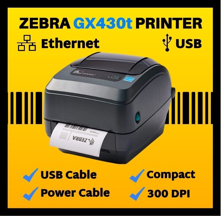 Zebra GX430t Desktop Label Printer w/ Power Cable, 300dpi, Ethernet, USB🔥⭐