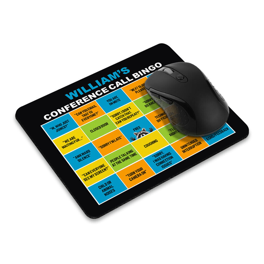 Personalized Name Text Conference Call Bingo Rectangle MousePad Computer Laptop