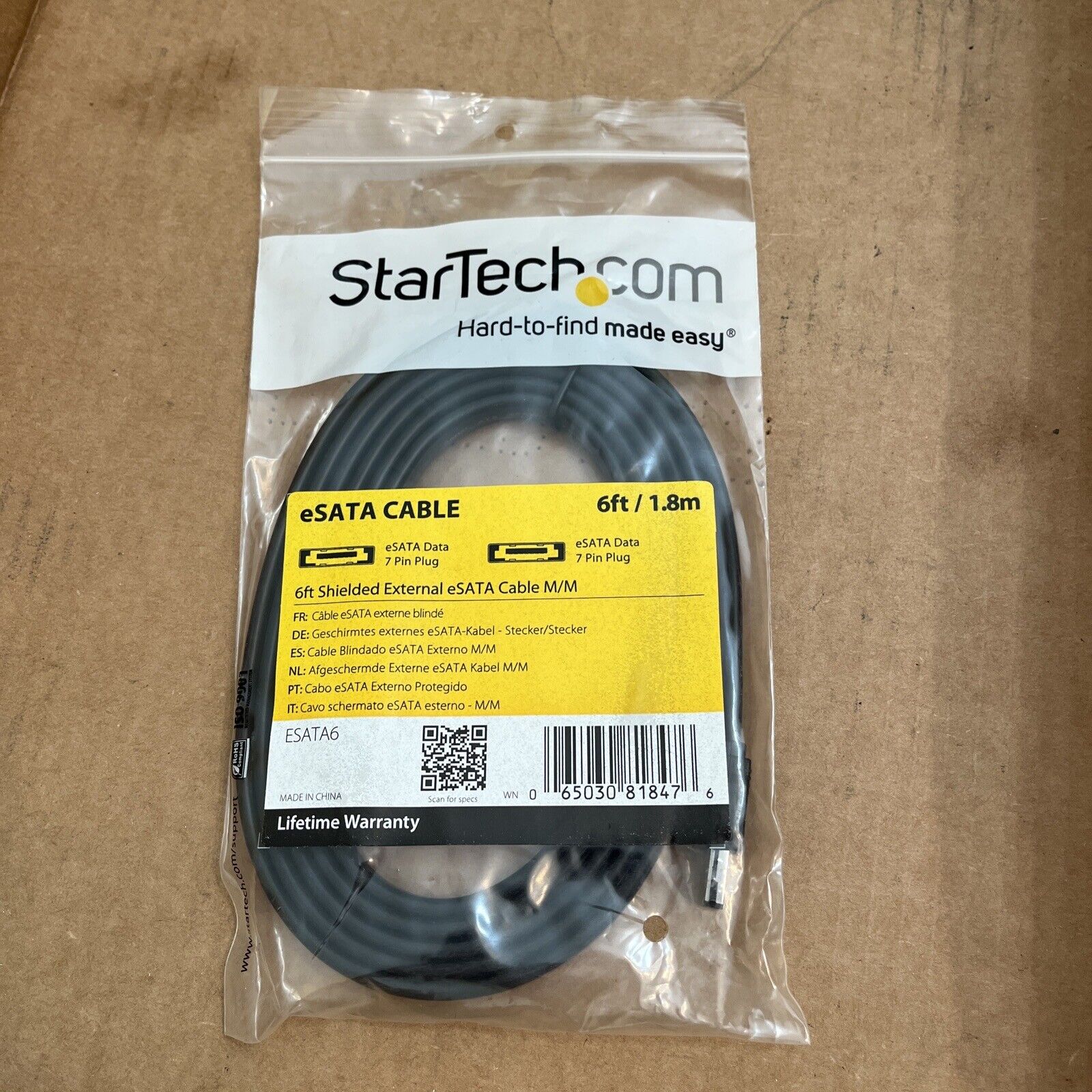 New StarTech.com ESATA6 6 ft '/ 1.8m Shielded External eSATA Cable M/M         