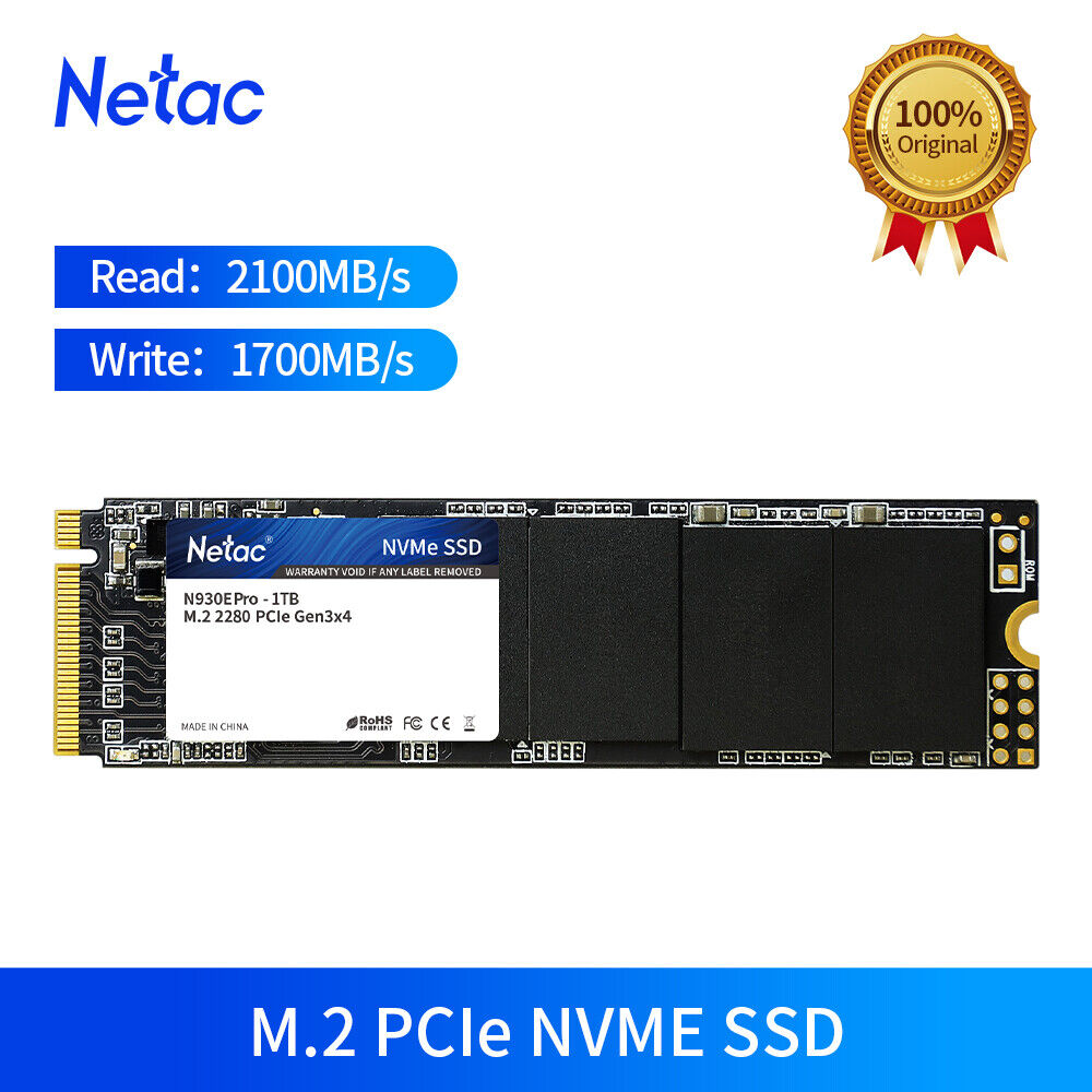 Netac 1TB Internal SSD Solid State Drive M.2 2280 PCIe Gen 3 x4 NVMe 2500MB/s