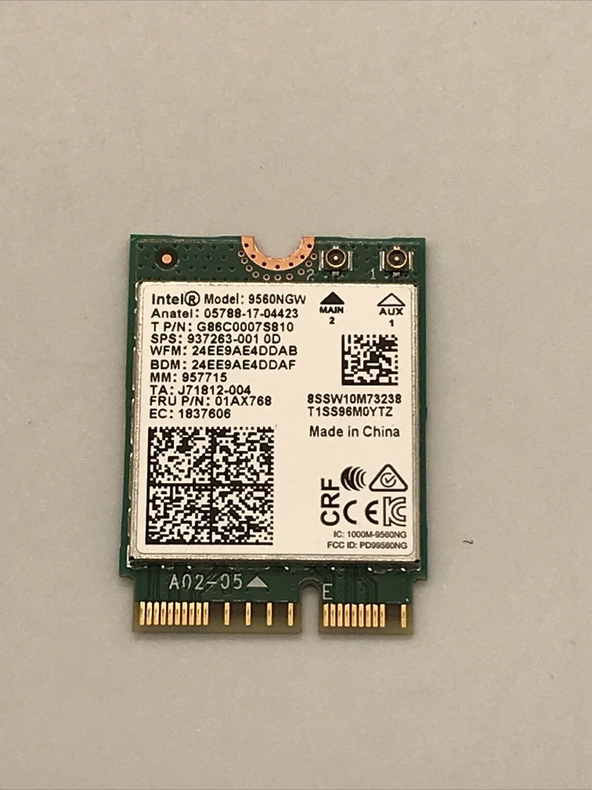 Intel Dual-Band Wireless N 9560 WiFi Card Model 9560NGW