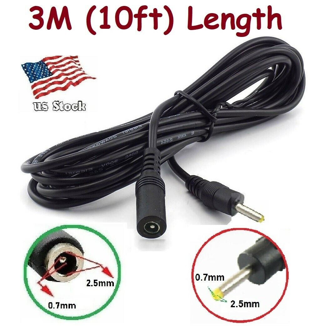 3m / 10ft DC Power Extension cable Cord with 2.5x0.7mm Connectors