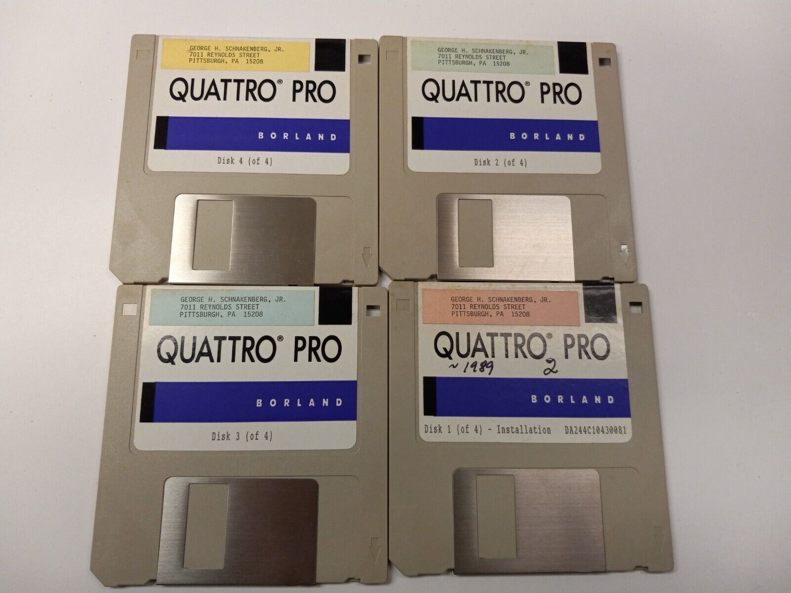 Original 1989 Borland Quattro Pro (3.5 Floppy Disks) Rare Purple Variant
