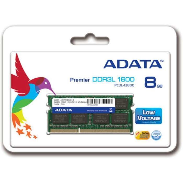 ADATA Premier 8GB (1 x 8GB) 204-Pin DDR3L 1600 CL11 Memory (ADDS1600W8G11-S)