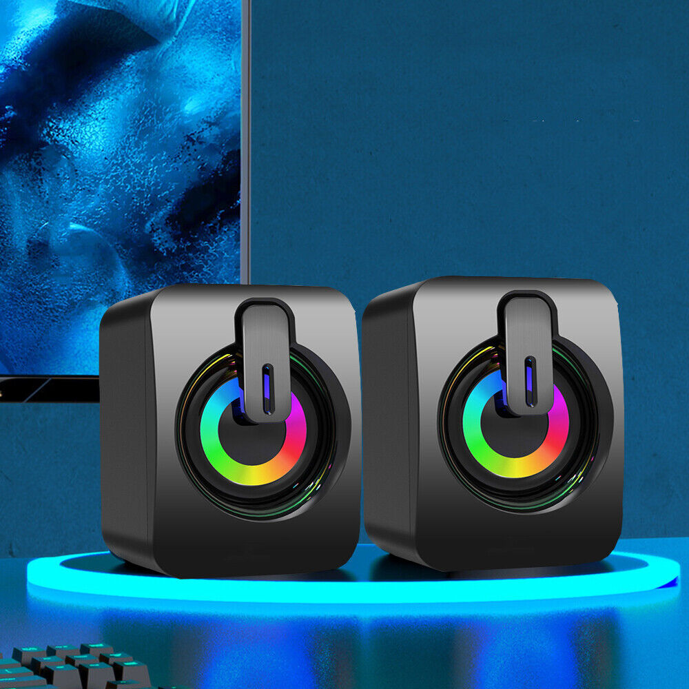 2Pcs Mini Computer Speakers USB Wired Stereo Bass Sound Box For Desktop Computer