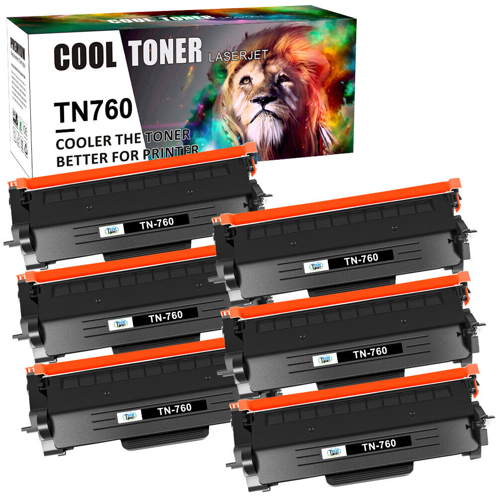 6x Toner Compatible With Brother TN760 TN-760 MFC-L2710dw HL-L2730DW MFC-L2750DW