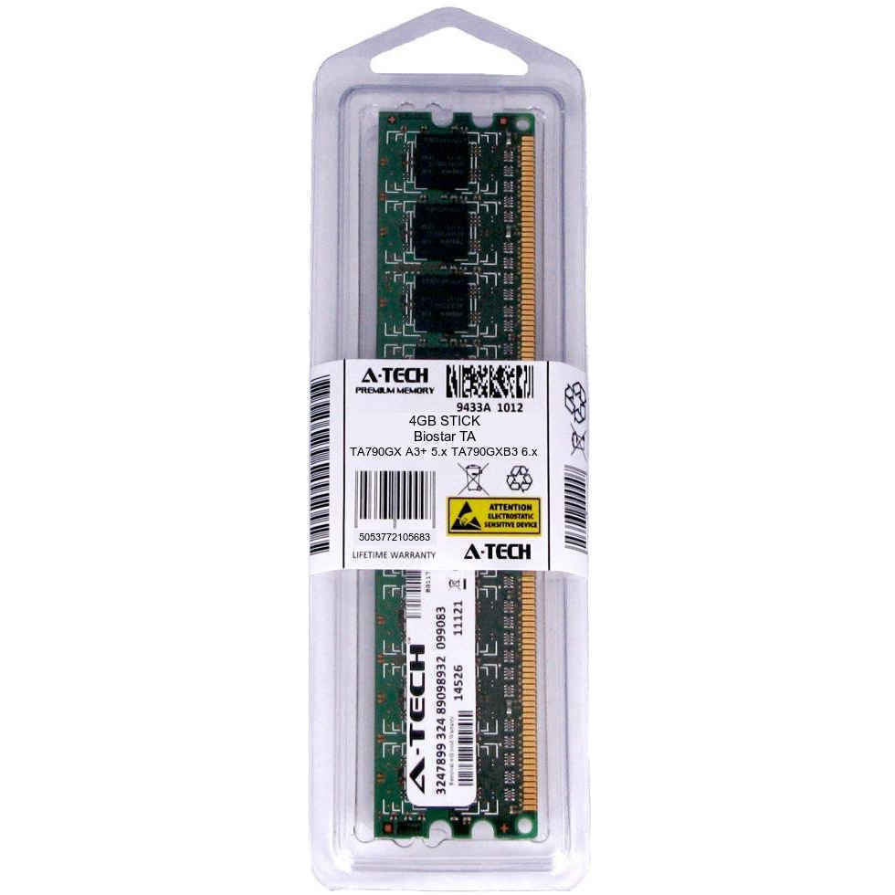 4GB DIMM Biostar TA790GX A3+ 5.x TA790GXB3 6.x TA790XE3 TA870 Ram Memory