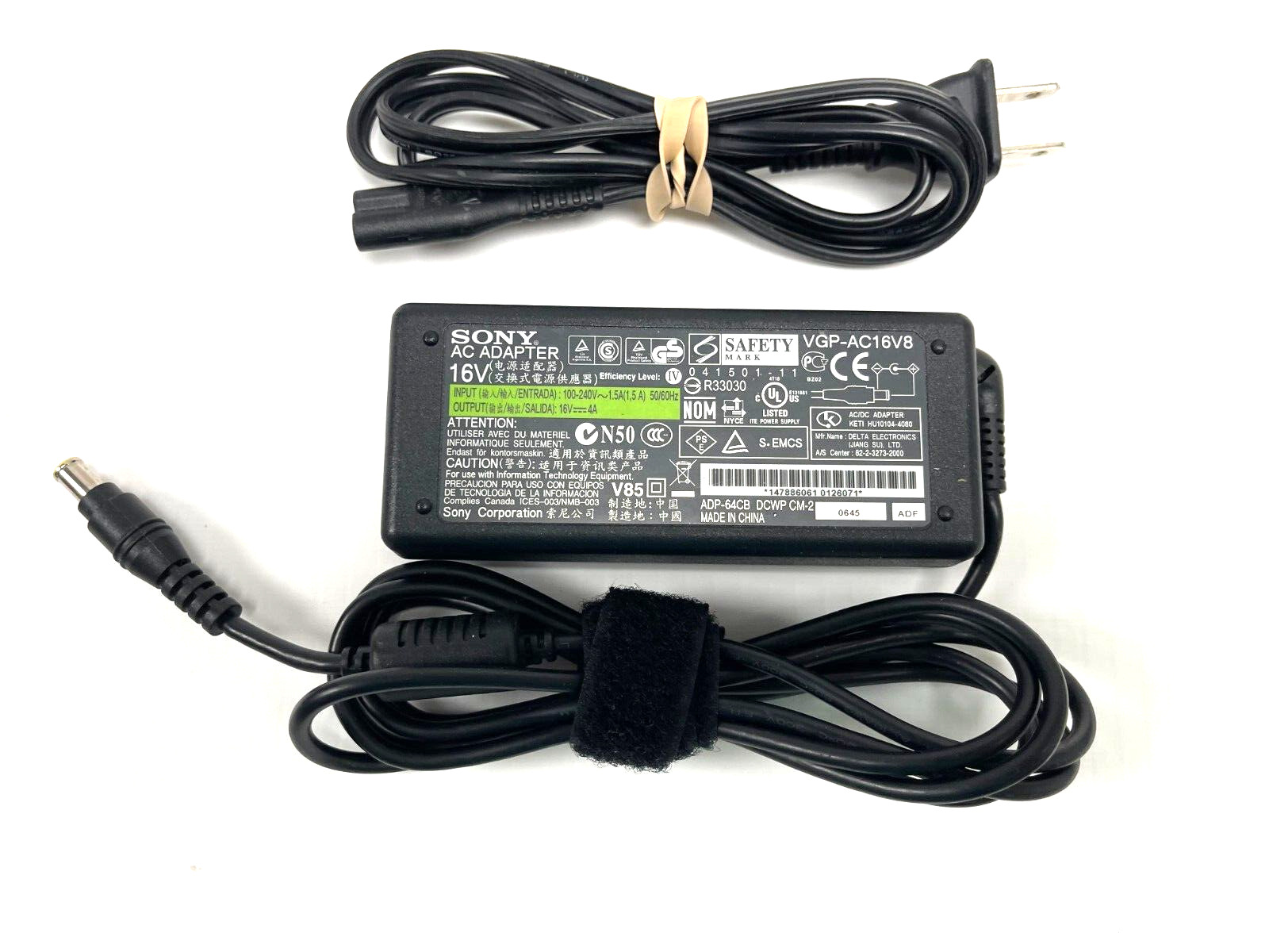 Genuine Sony 65W AC Adapter VGP-AC16V8 16V 4A Laptop Power Supply Charger