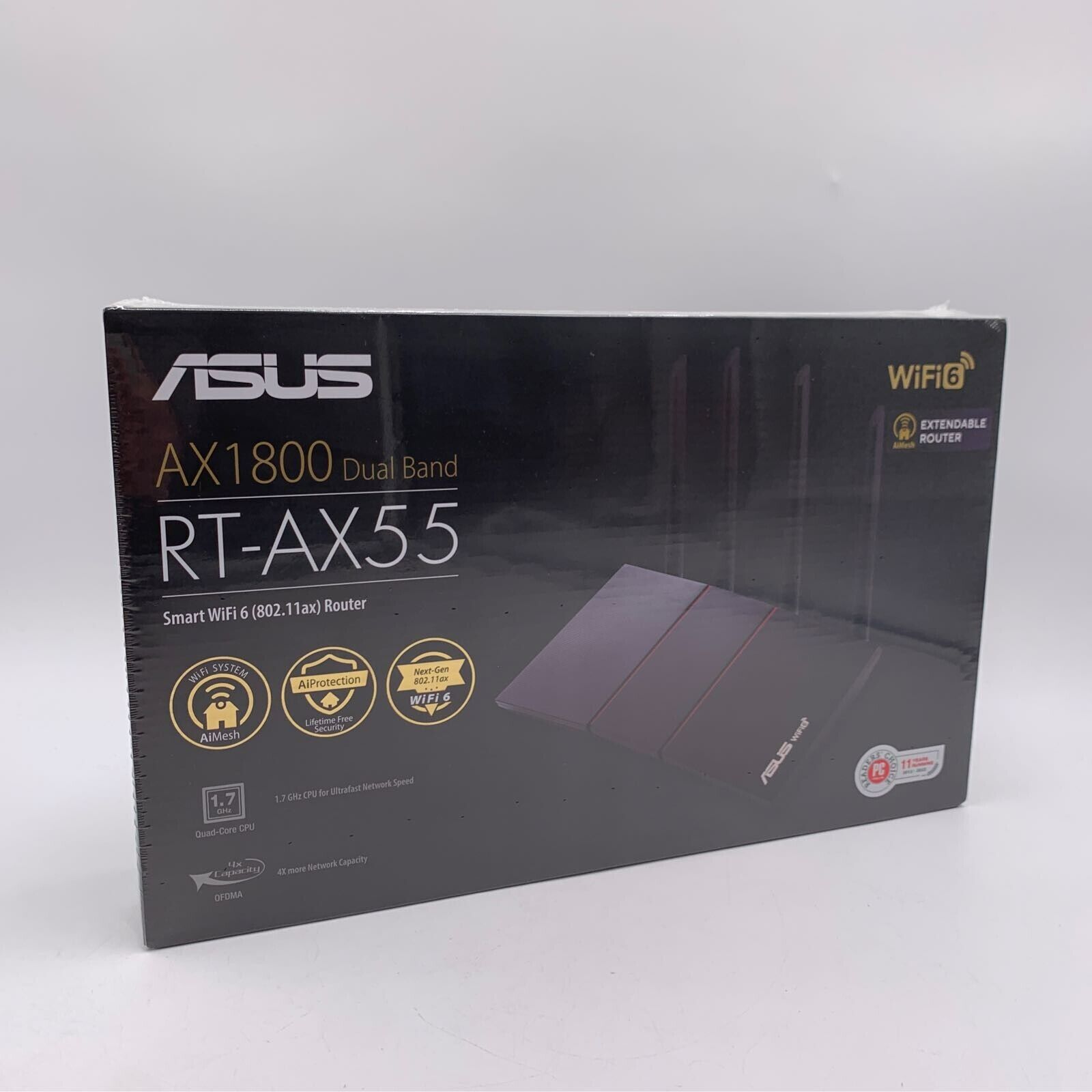 ASUS RT-AX55 (AX1800) Dual Band WiFi 6 Extendable Router