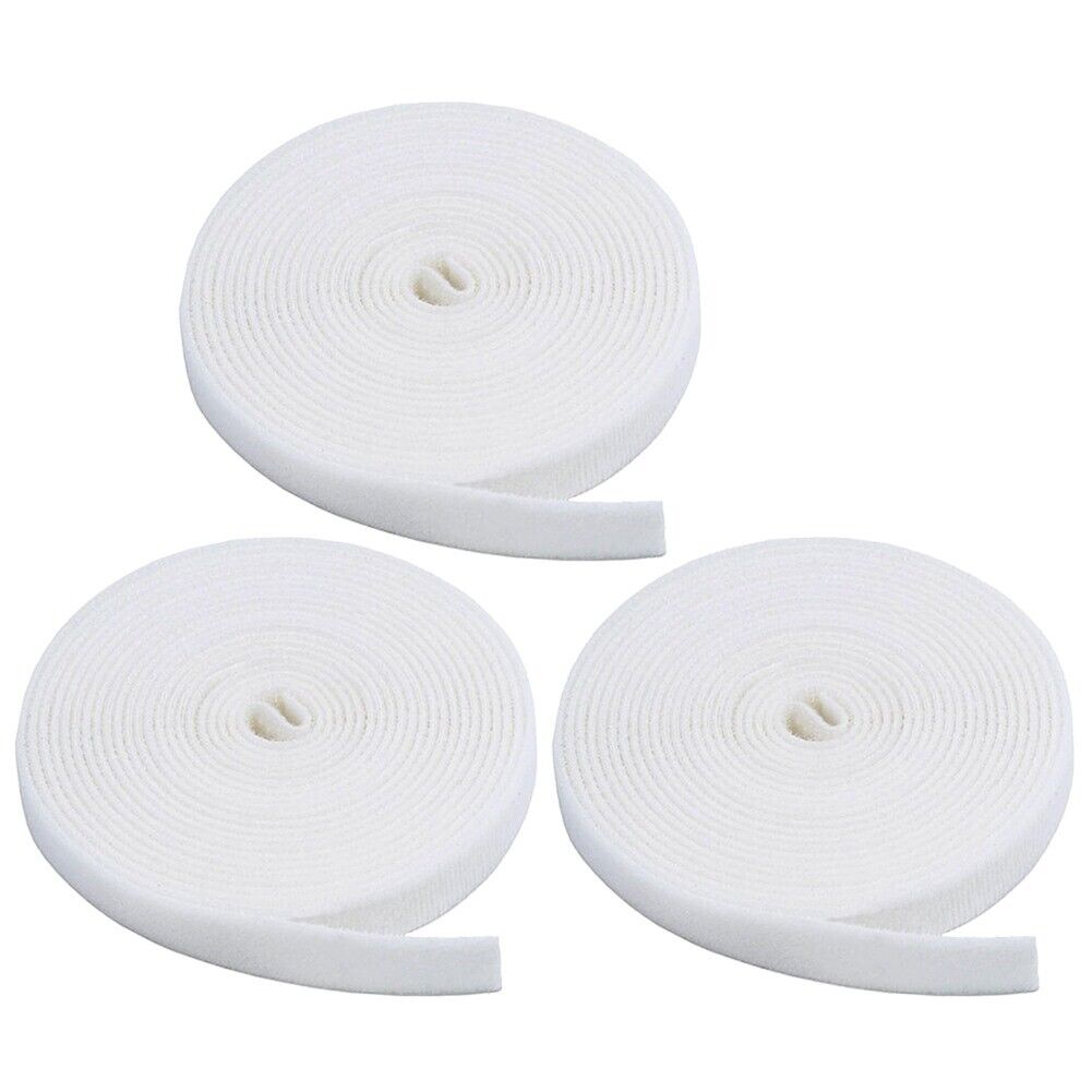 3 Pcs 15FT White Roll Reusable Hook Loop Self Attaching Cable Tie Fastening Tape