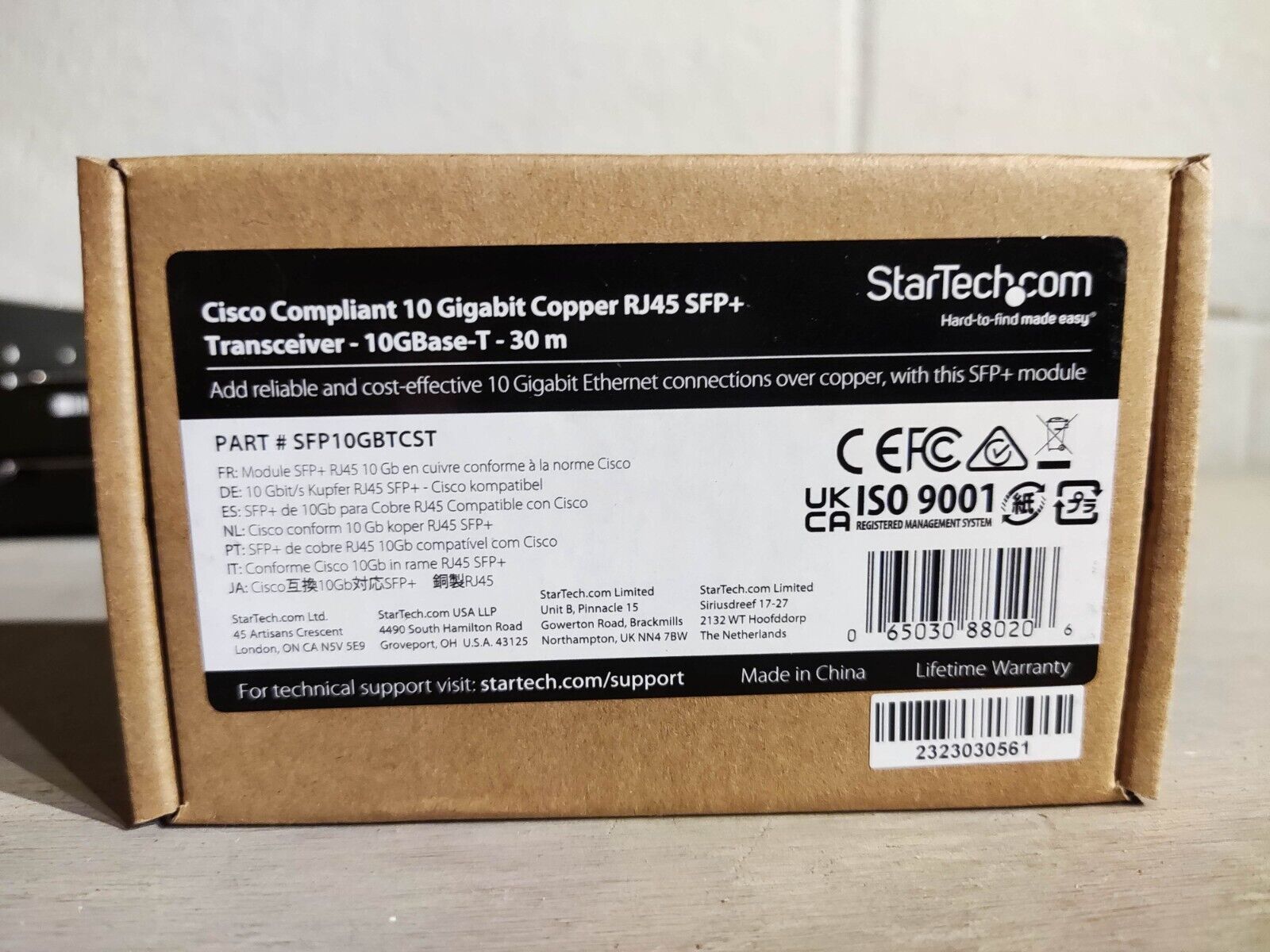 StarTech Cisco Compliant 10 Gigabit Copper RJ45 SFP+ Transceiver Module - 30m