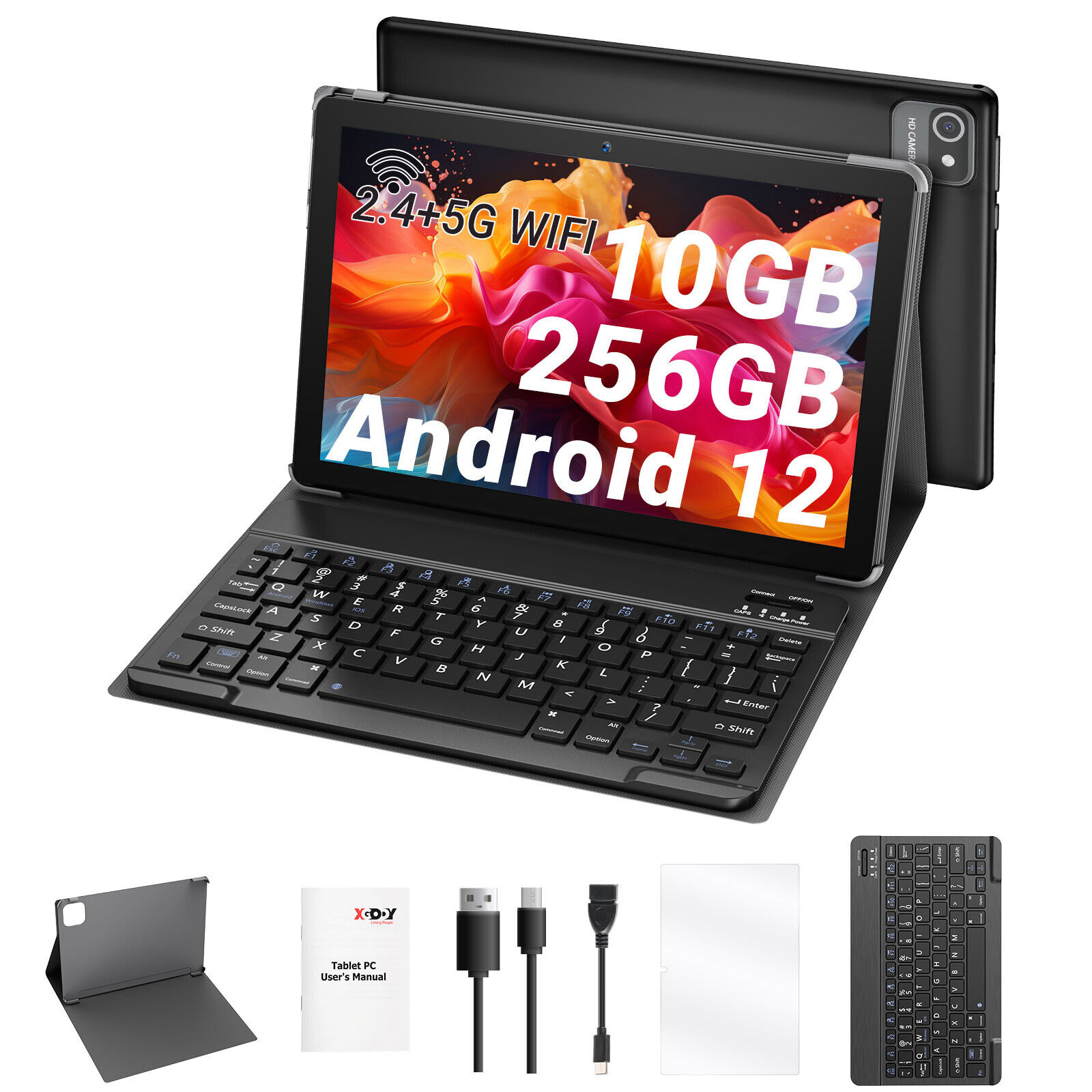 Tablet 10.1 In Android PC 10GB+256GB storage HD 4-Core 7000mAh 5GWiFi Gaming