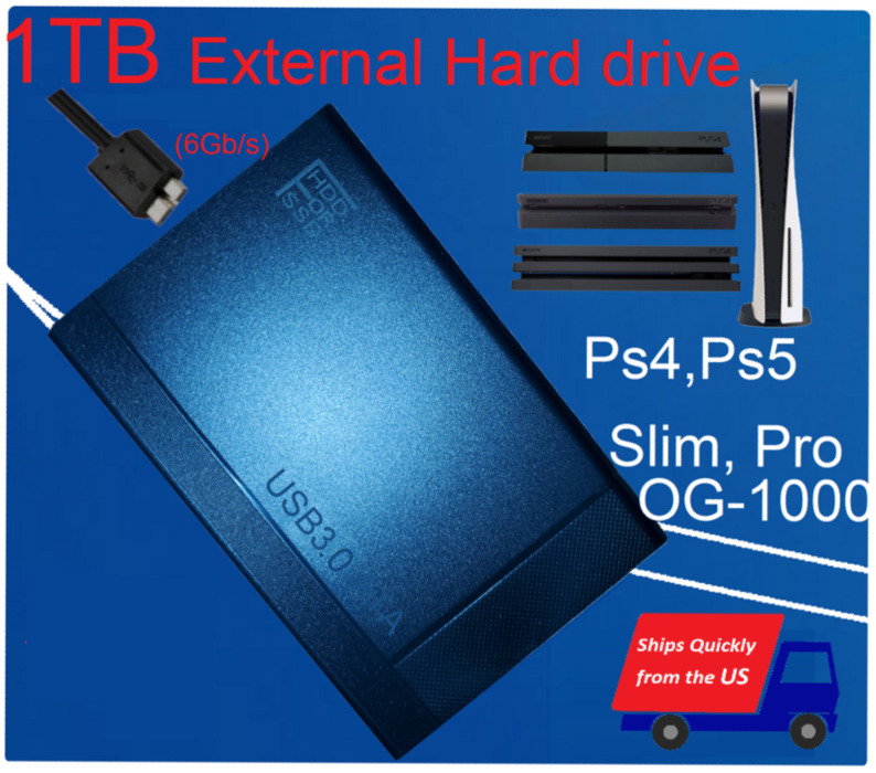 Ps4 1TB External HD-Drive Ps4 PRO, SLIM & Original Playstation 4 Expansion Drive