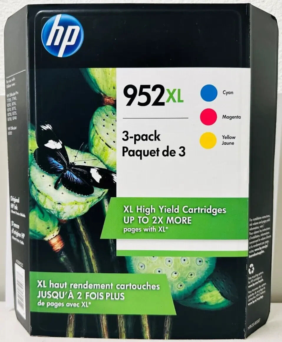 HP 952XL Cyan Magenta YeIlow Ink Set N9K30BN L0S61AN L0S64AN L0S67AN Exp 2024