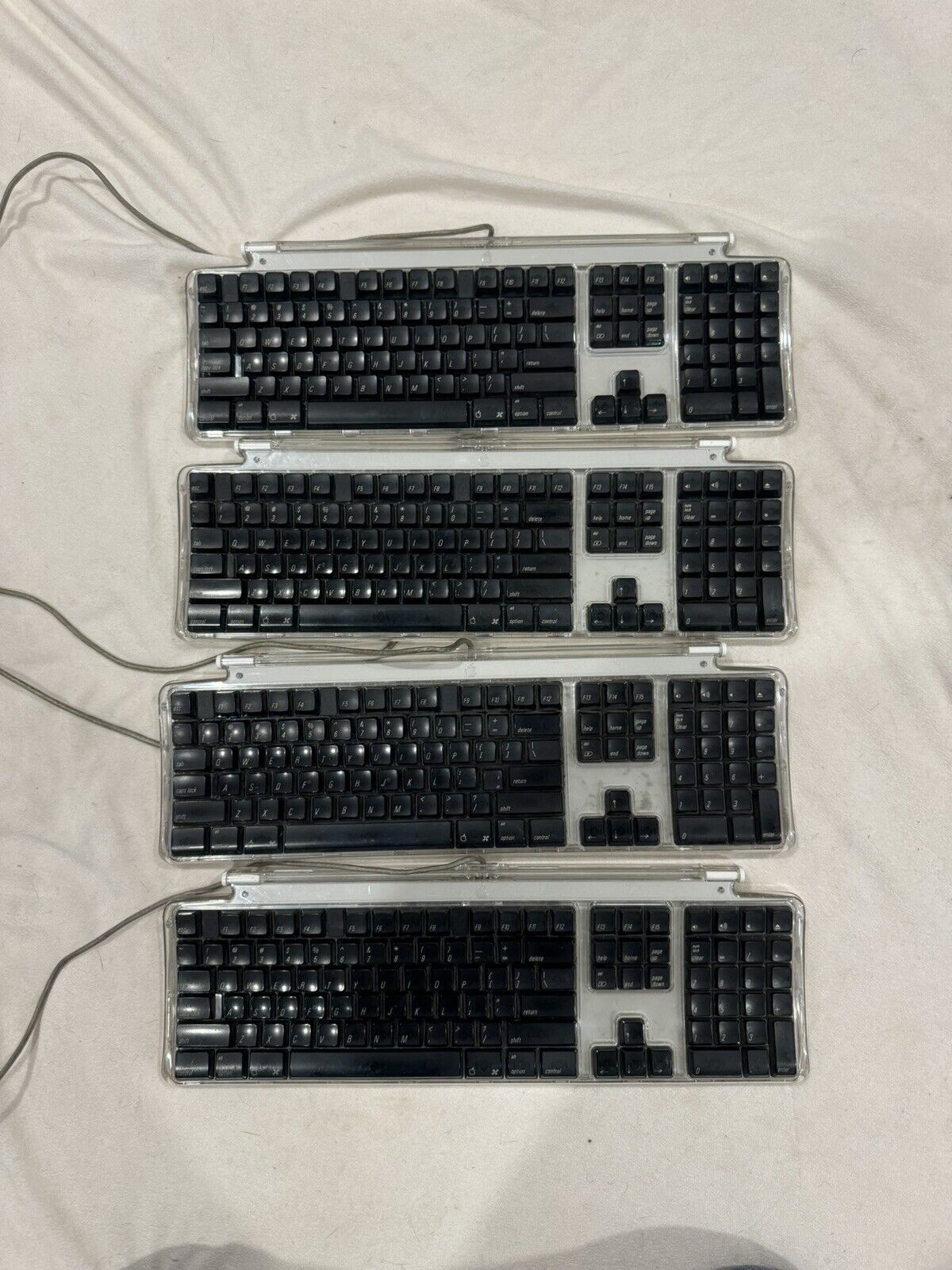 Lot Of 4 Vintage Apple M7803 USB Keyboard Wired BlackClear B#2