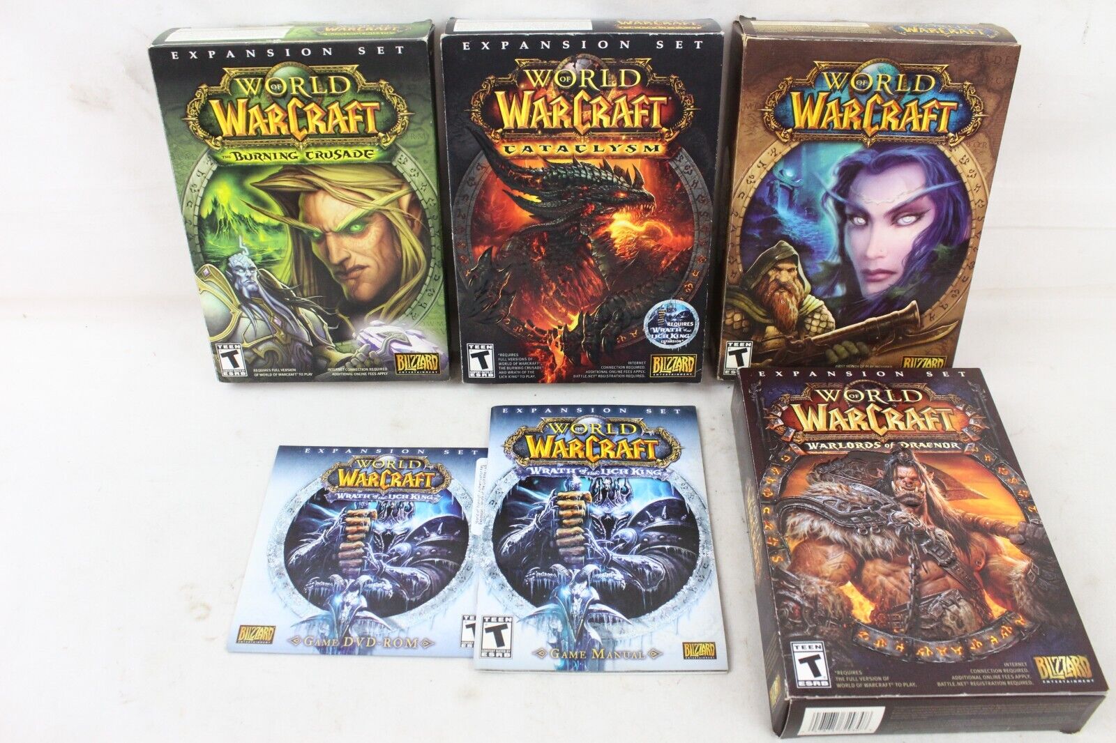 World of WarCraft PC Video Computer Game Lot Warlords Expansion Set Cataclysm