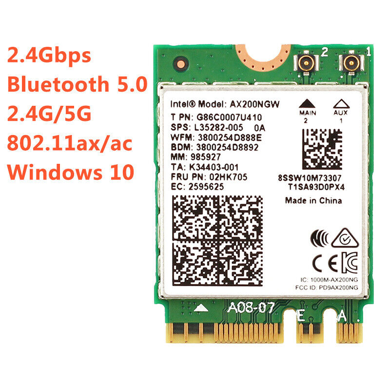 Intel AX200 AX200NGW M.2 NGFF WiFi 6 Network Card Dual Band WiFi Bluetooth Card