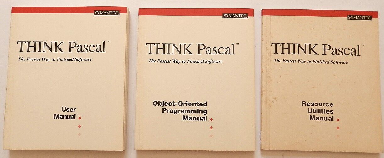 VINTAGE 1990 THINK Pascal  SYMANTEC COMPLETE SET 1-3 VOL USER MANUAL PROGRAMMING