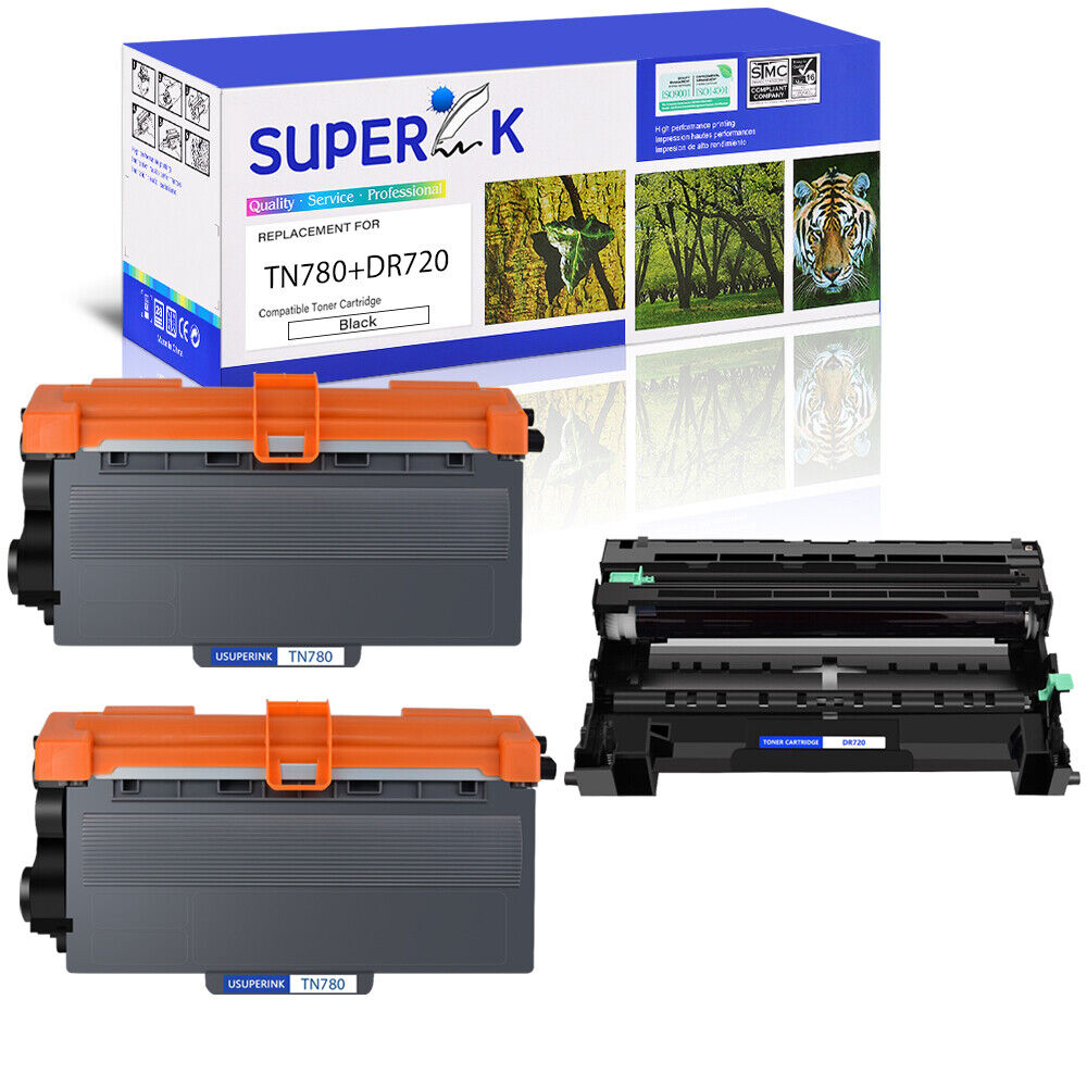 for Brother 2x TN780 Toner & 1x DR720 Drum Set DCP-8110DN DCP-8150DN DCP-8155DN