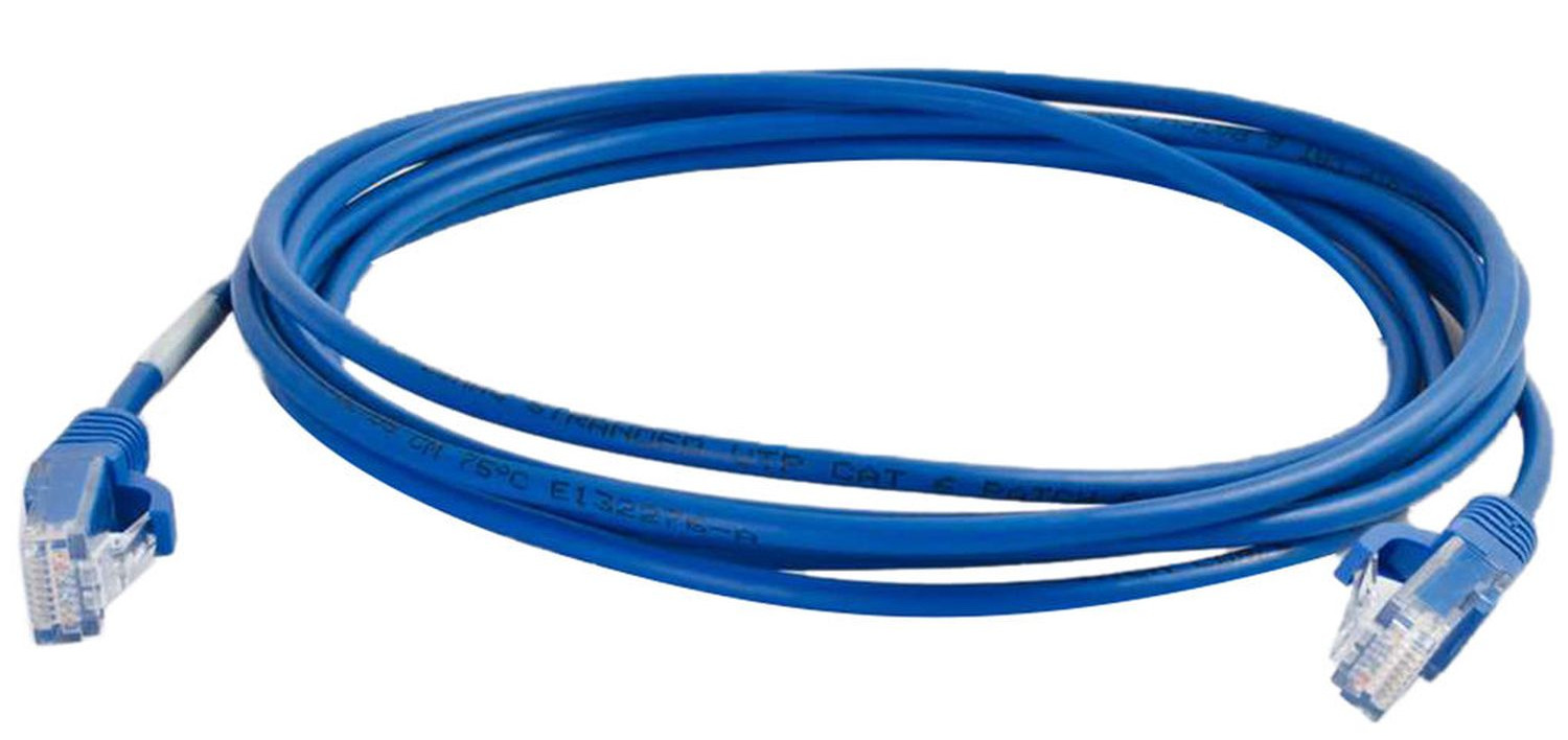 6FT C2G RJ-45 Male To RJ-45 Male Cat6 Slim Unshielded Ethernet Patch Cable- Blue