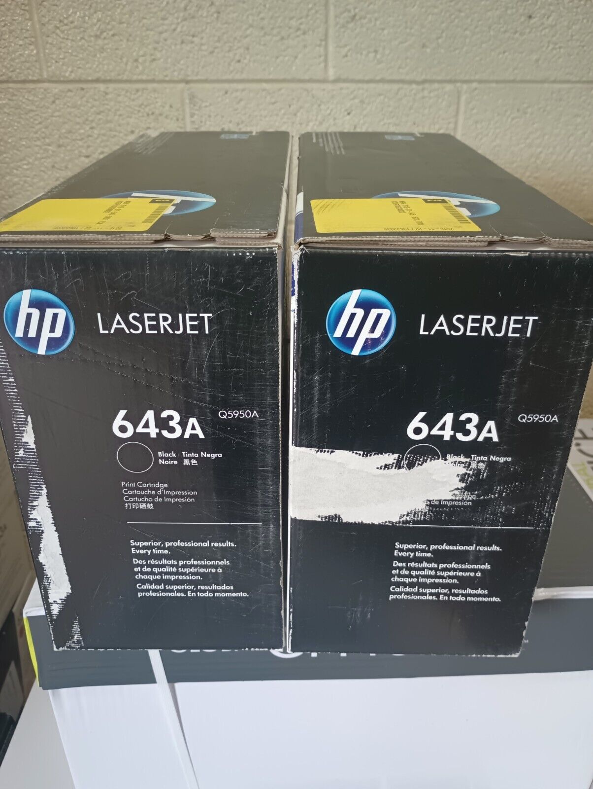 HP LaserJet Q5950A / 643A Black Toner Cartridge Genuine Sealed  Lot of 2 each