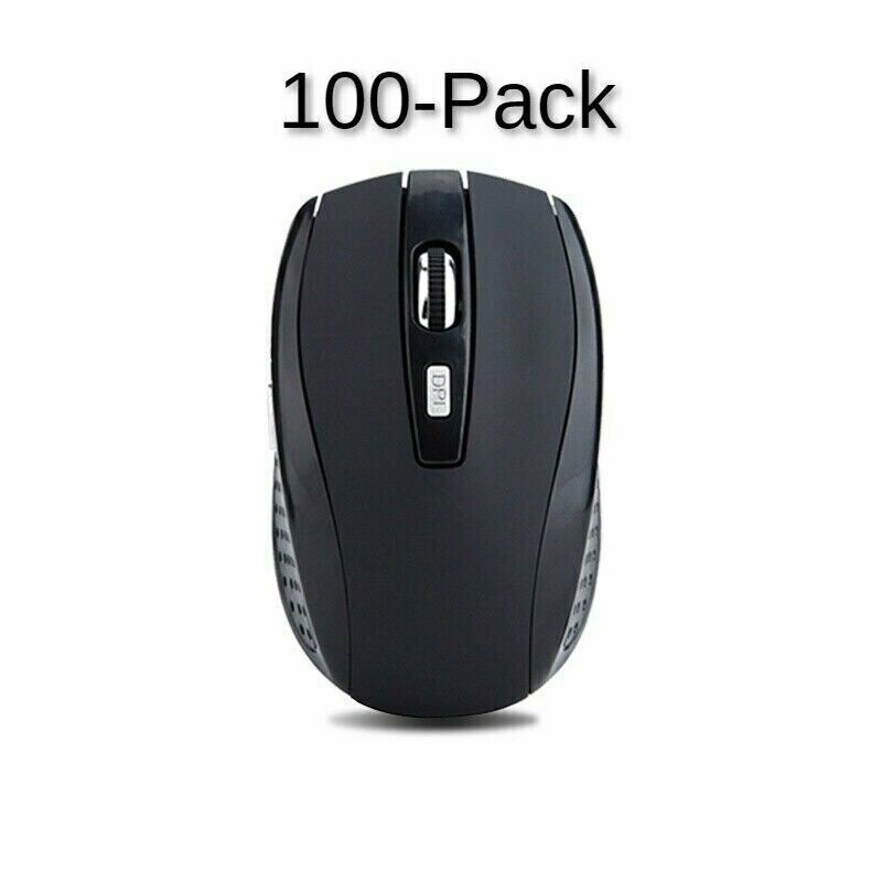100x Lot Wireless Mouse Optical USB Laptop PC Computer 2.4GHZ Black DPI Mice