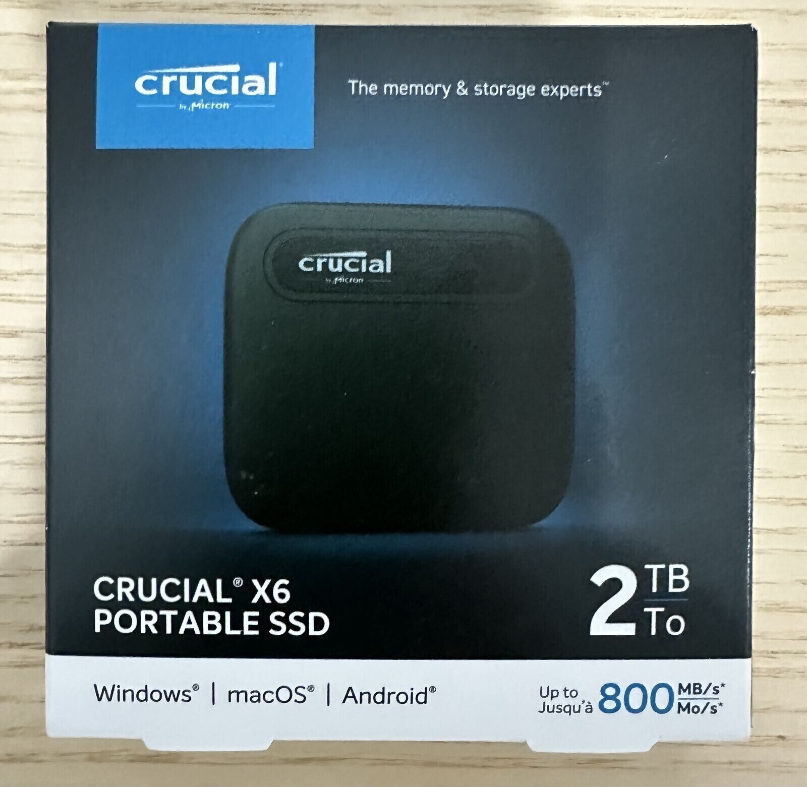 Crucial X6 2TB Portable SSD - up to 800Mb/S - PC and Mac - USB 3.2 USB-C Externa