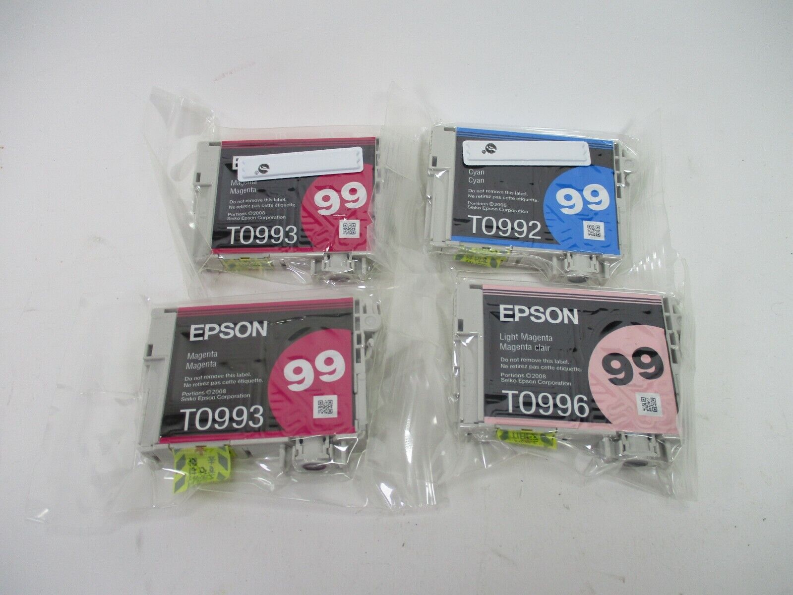 LOT 4PK Genuine Epson 99 Color Inkjet Cartridges T0993 T0993 T0992 T0996 
