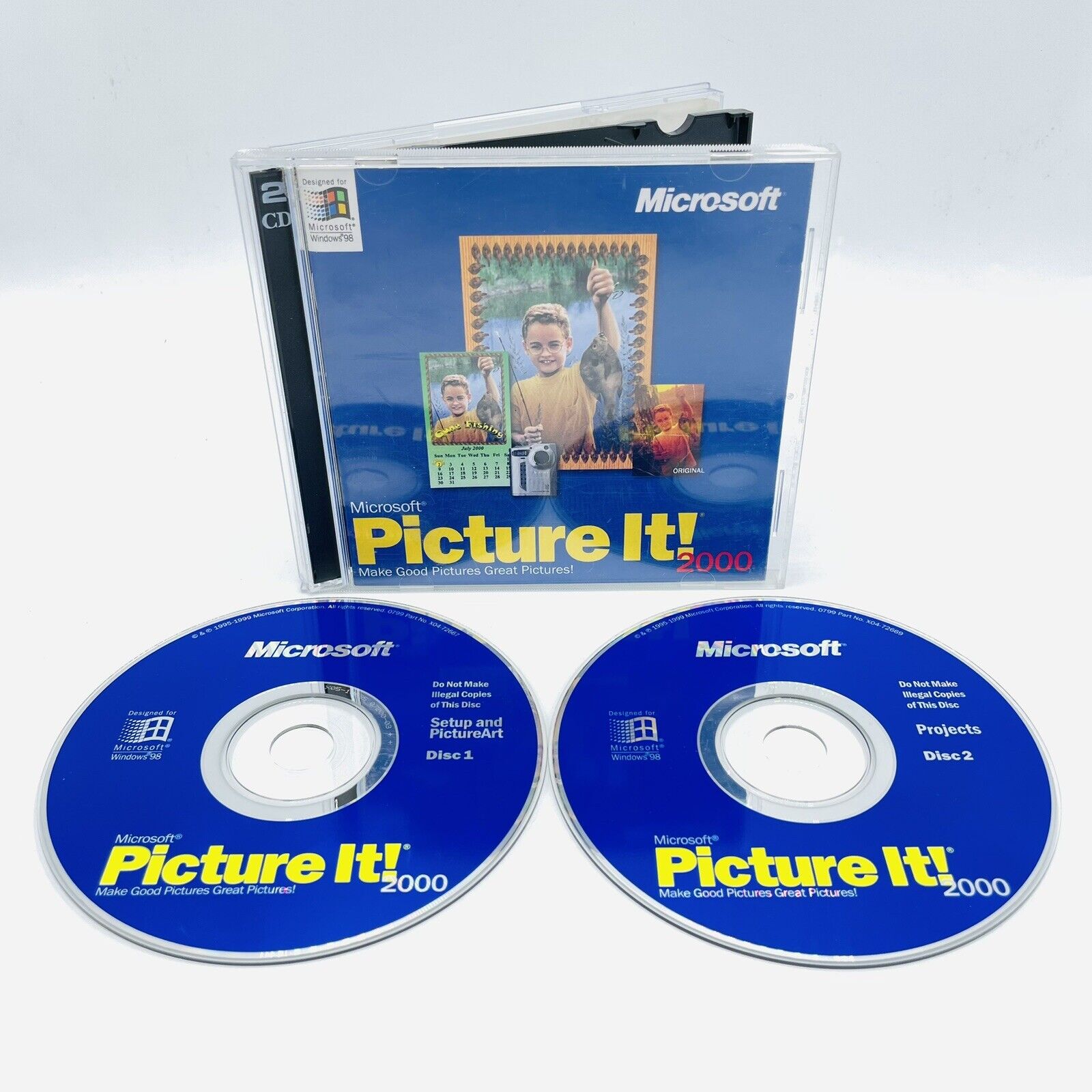Microsoft Picture It 2000 For Windows PC, 2-Disc Set w/ CD Set #, TESTED Vintage