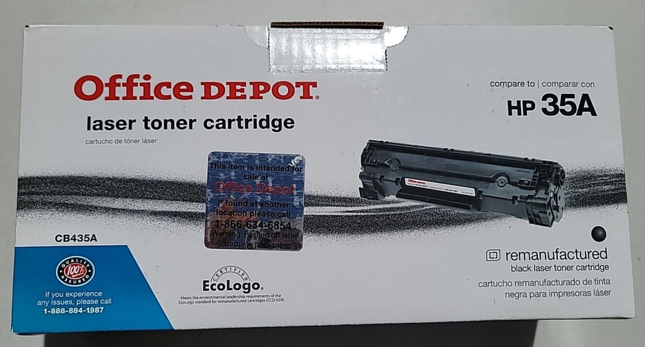 Office Depot Black Toner Cartridge Compare to HP 35A Laser Toner CB435A NIB