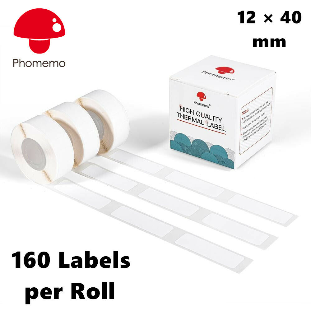 Phomemo 3 Rolls Circle White Square 12 x 40 mm Self-Adhesive Thermal Labels