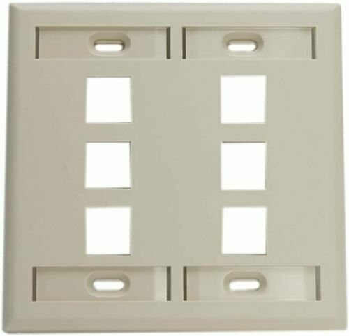 (5-LOT)Leviton Ivory Quickport 6-Port Window Wallplate 2-Gang Cover 42080-6IP
