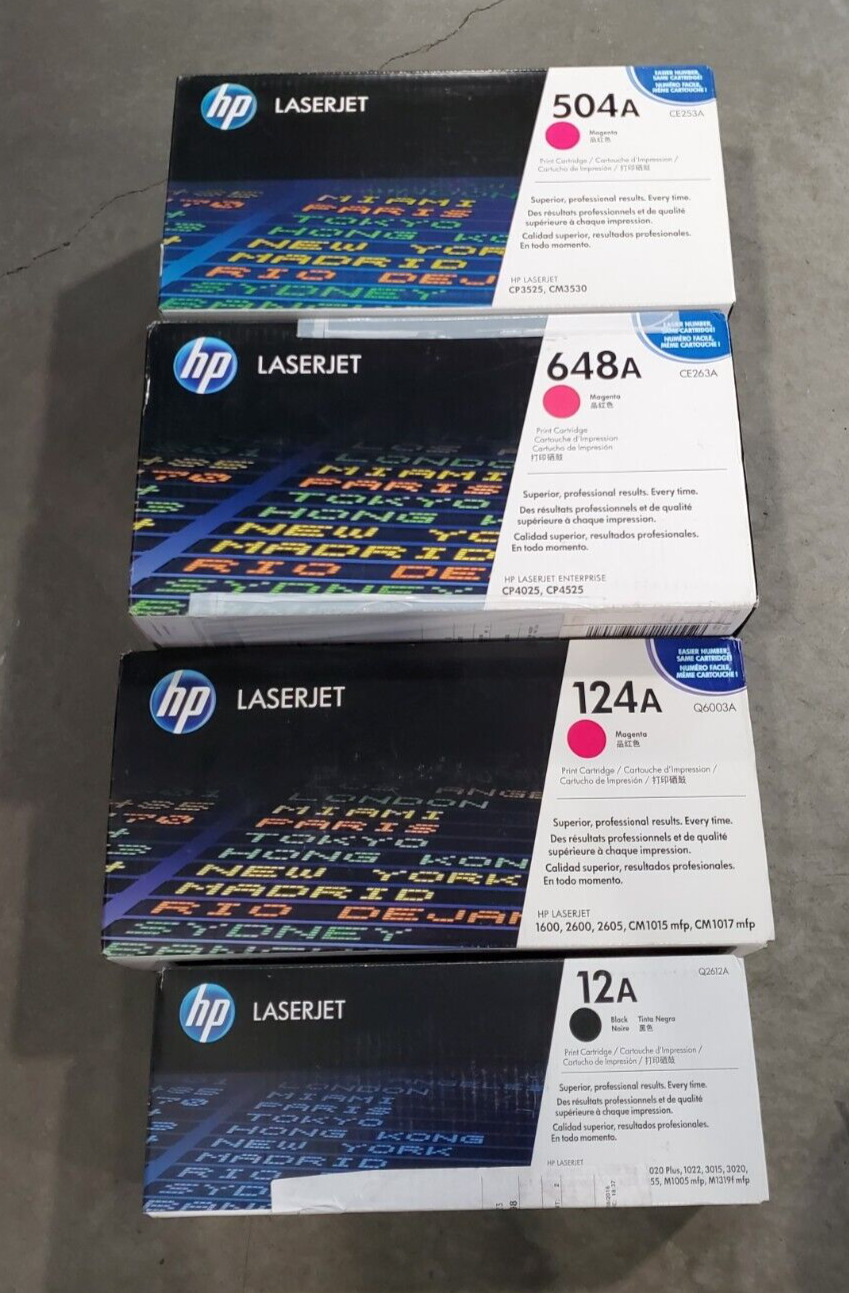 Lot of 4 Misc HP Toner boxes 3xMagenta 1xBlack ALL NEW SEALED READ for spec #69