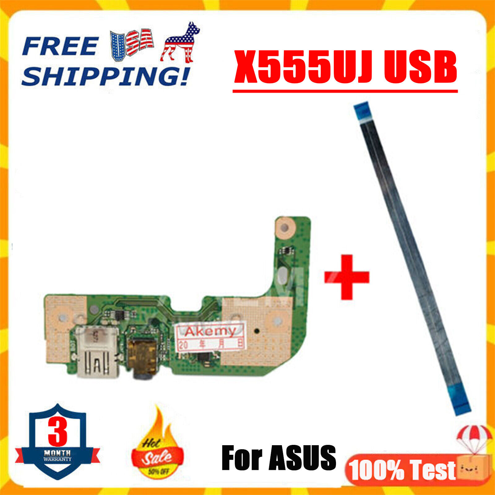FOR ASUS X555 X555UA X555UJ_IO USB AUDIO CARD READER BOARD WITH CABLE REV:2.0
