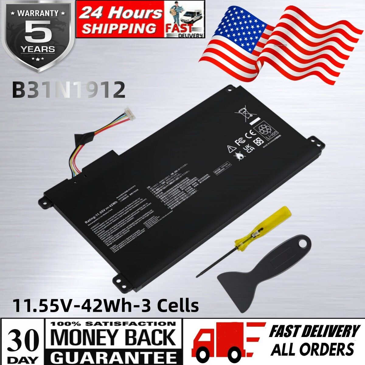 B31N1912 Battery for ASUS VivoBook 14-E410MA L410MA E410KA E510MA C31N1912 42WH