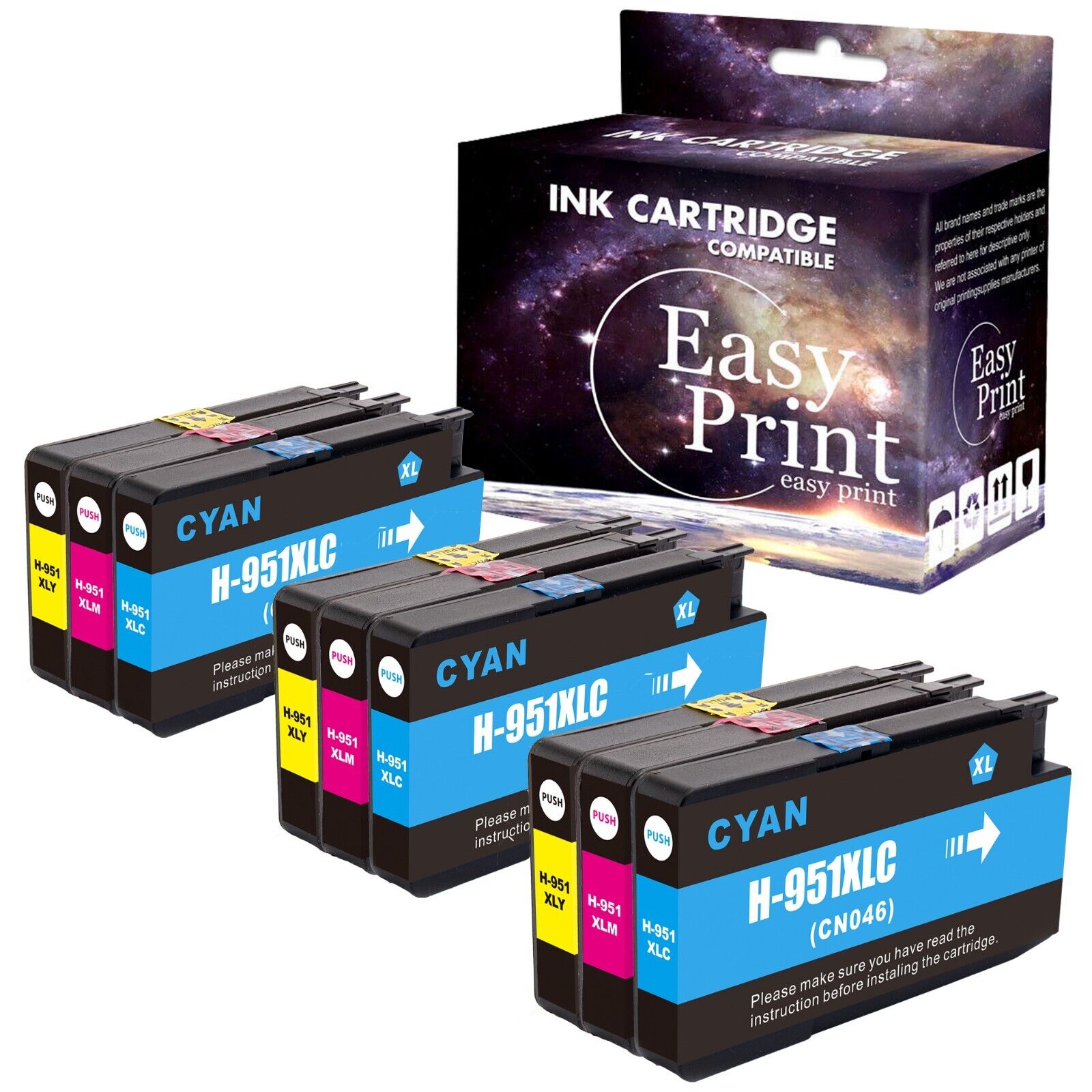 9-Pack 950XL 951 XL Ink Cartridge for OfficeJet Pro 8100 8625 Laser Printer