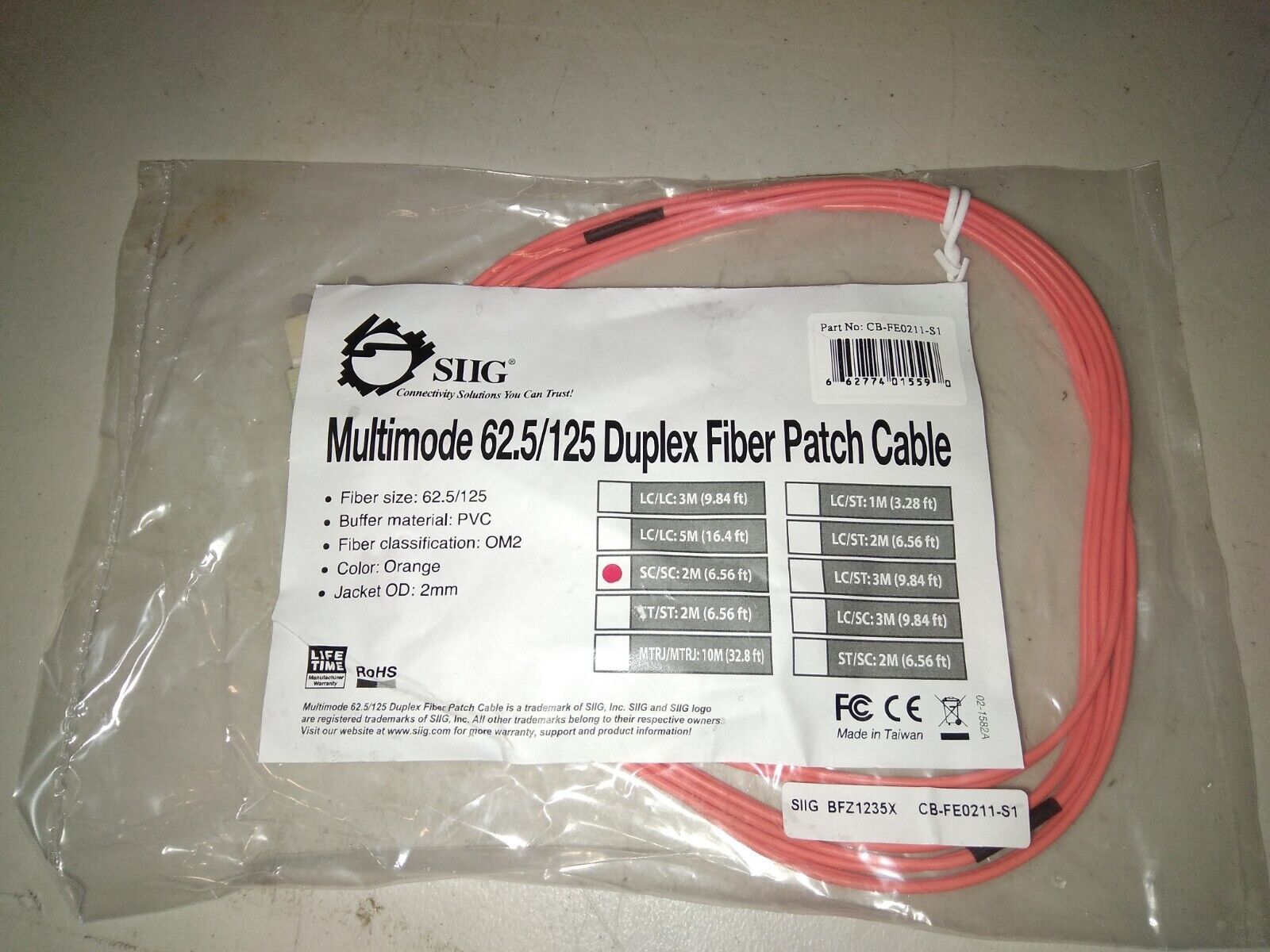 98 Pack Fiber Optic Patch Cable SC/SC Multimode Duplex OM2 62.5/125 (2 meters)