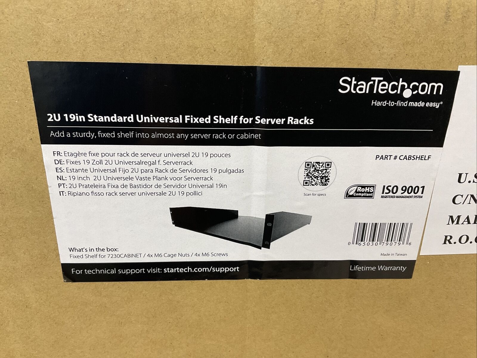 Startech 2U 19inch Standard Universal Fixed Shelf For Server Racks Lot Of 2 New