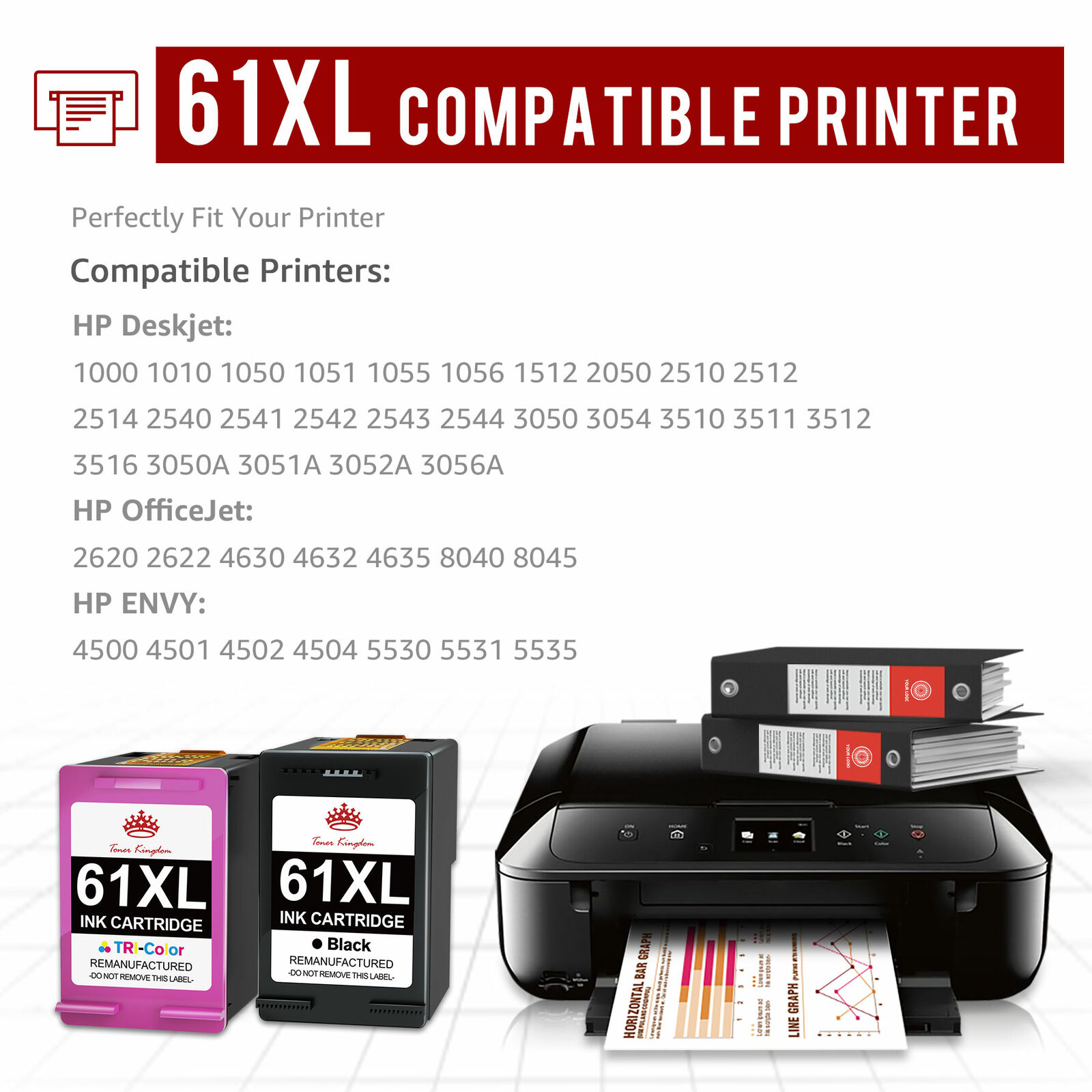 Ink Cartridges For HP 60XL 61XL 62XL 63XL 64XL 65XL 67XL 901XL 56 XL 57 XL Lot