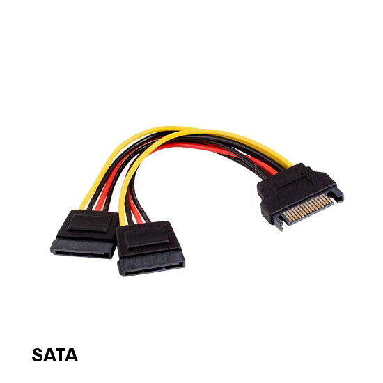 KNTK 6 inch SATA Male to 2xSATA Female Cable for Internal PC HDD MB Power Cord