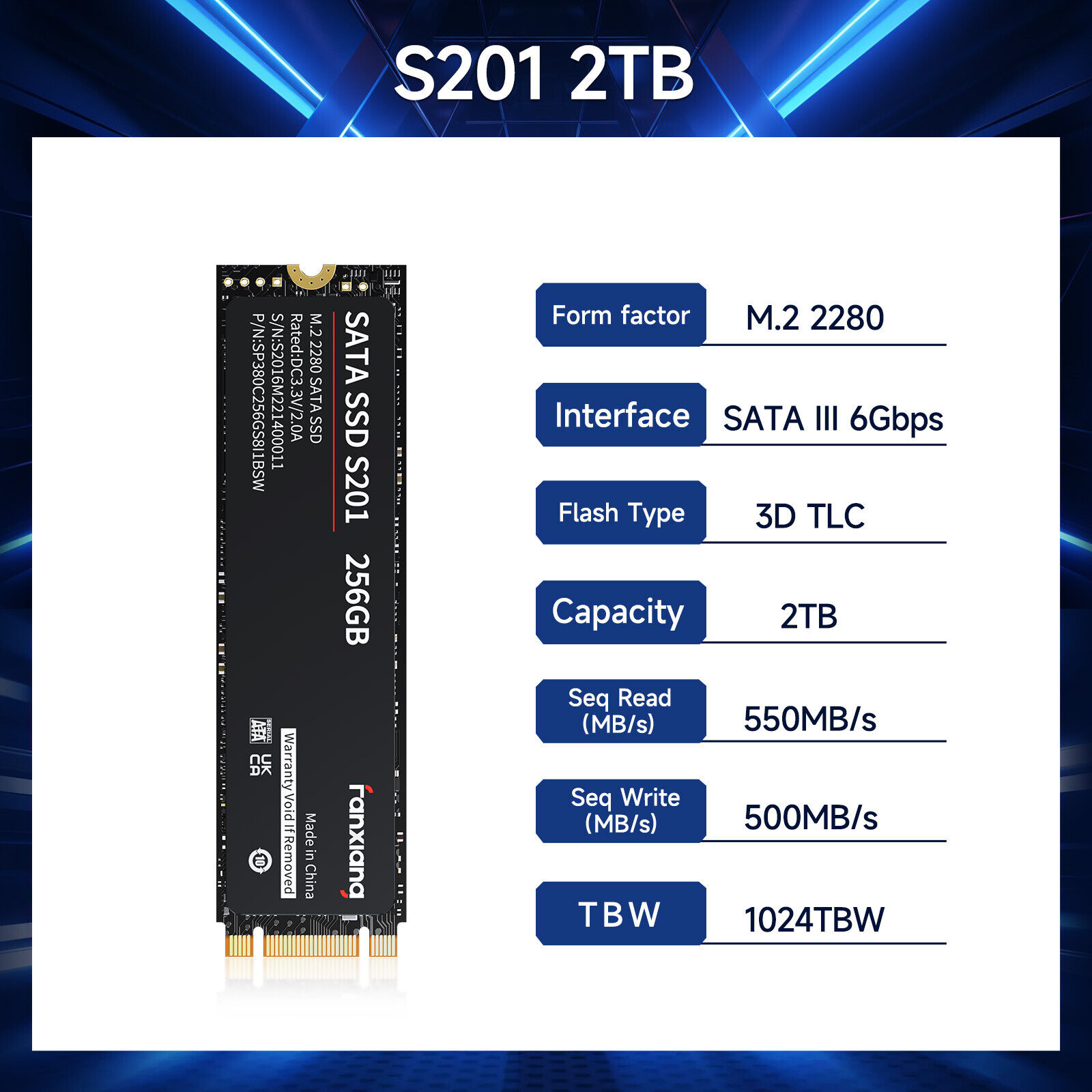 Fanxiang M.2 2280 NGFF SSD 2TB SATA III SSD Solid State Drive Internal Hard Disk