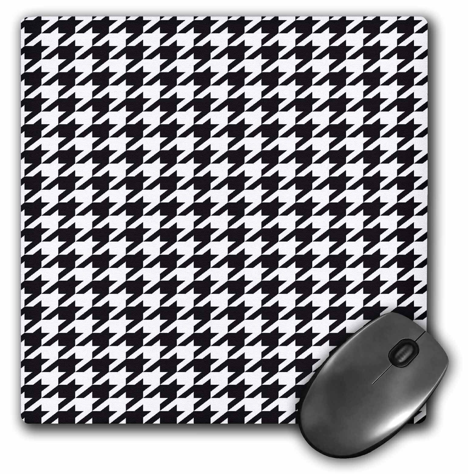 3dRose Black And White Classic Preppy Houndstooth Pattern MousePad