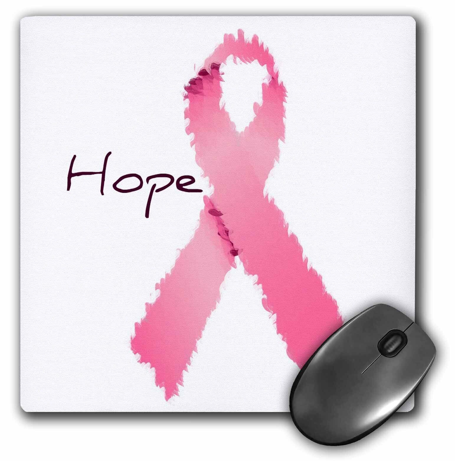 3dRose Painted Pink Ribbon Hope- Art- Breast Cancer Awareness MousePad